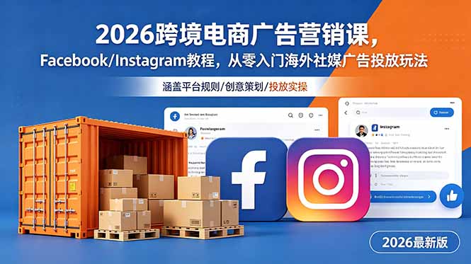 2026跨境电商广告营销课，Facebook/Instagram教程，从零入门海外社媒广告投放玩法-大伟资源网