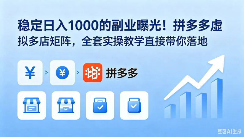 稳定日入 1000 的副业曝光！拼多多虚拟多店矩阵，全套实操教学直接带你落地-大伟资源网