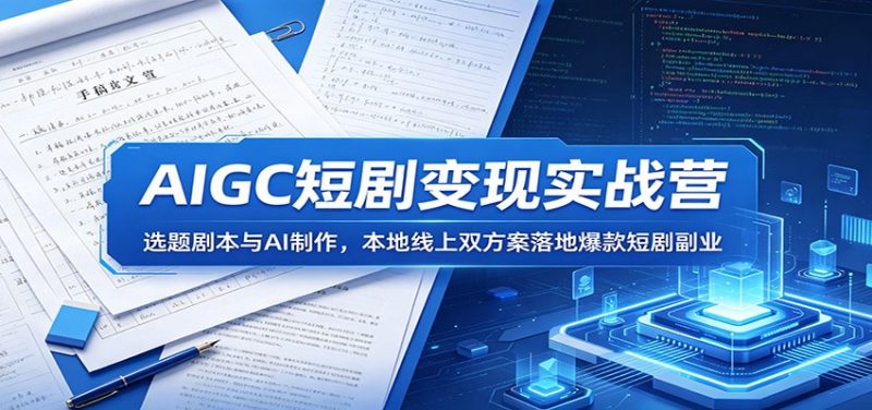 AIGC短剧变现实战营：选题剧本与AI制作，本地线上双方案落地爆款短剧副业-大伟资源网