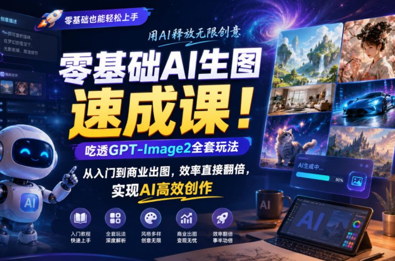 零基础AI生图速成课!吃透GPT-Image2全套玩法,从入门到商业出图,效率直接翻倍,实现AI高效创作-大伟资源网