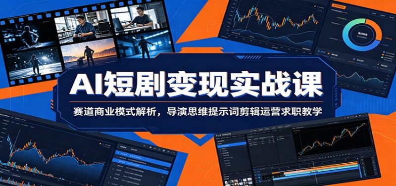 AI短剧变现实战课：赛道商业模式解析，导演思维提示词剪辑运营求职教学-大伟资源网
