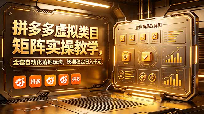 拼多多虚拟类目矩阵实操教学，全套自动化落地玩法，长期稳定日入千元-大伟资源网