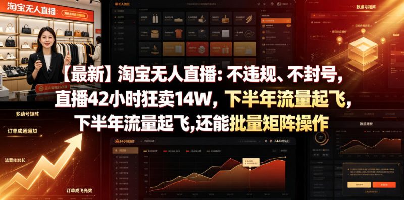 【最新】淘宝无人直播：不违规、不封号，直播42小时狂卖14W，下半年流量起飞，还能批量矩阵操作【揭秘】-大伟资源网