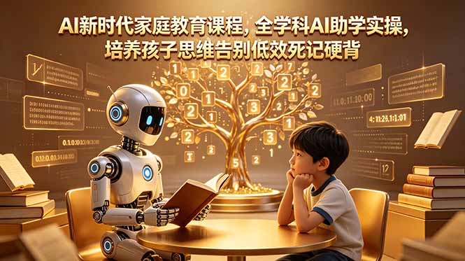AI新时代家庭教育课程，全学科AI助学实操，培养孩子思维告别低效死记硬背-大伟资源网