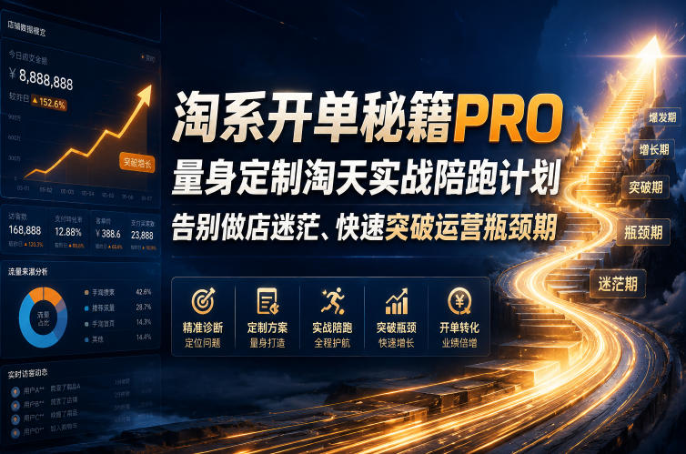 淘系开单秘籍PRO，量身定制淘天实战陪跑计划，告别做店迷茫、快速突破运营瓶颈期(2026年6月11)-大伟资源网