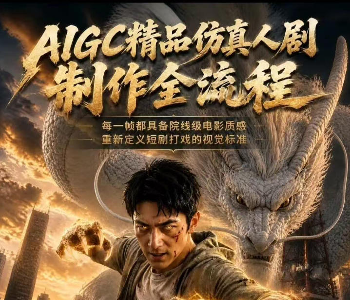 AIGC精品仿真人剧豢龙人全流程制作解析2026，国风仿真人创作+打斗剧情+人设编排，一站式AI短剧入门-大伟资源网