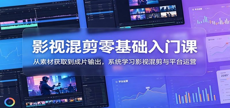影视混剪零基础入门课：从素材获取到成片输出，系统学习影视混剪与平台运营-大伟资源网