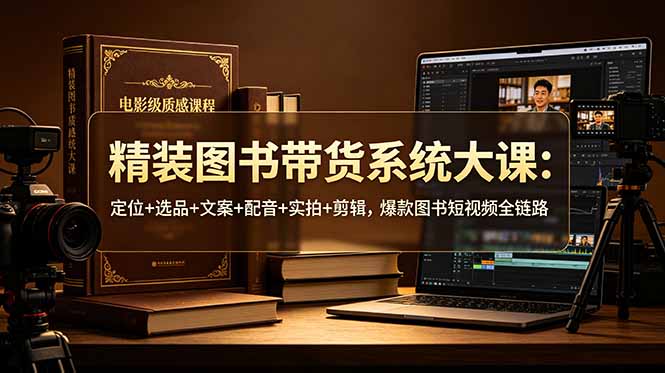 精装图书带货系统大课：定位+选品+文案+配音+实拍+剪辑，爆款图书短视频全链路-大伟资源网