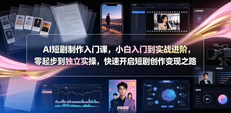 AI短剧制作入门课，小白入门到实战进阶，零起步到独立实操，快速开启短剧创作变现之路-大伟资源网