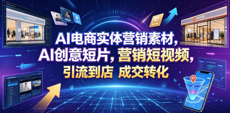 AI电商实体营销素材，AI创意短片，高效打造营销短视频，轻松引流到店，稳定提升门店客流与成交转化-大伟资源网