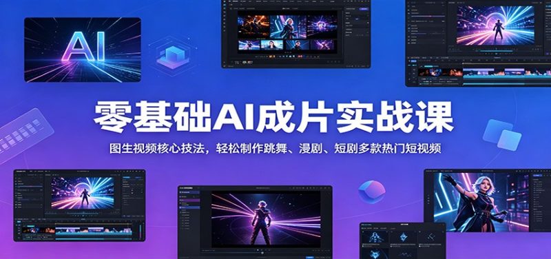 零基础AI成片实战课：图生视频核心技法，轻松制作跳舞、漫剧、短剧多款热门短视频-大伟资源网