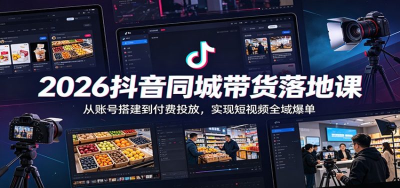 2026抖音同城带货落地课：从账号搭建到付费投放，实现短视频全域爆单-大伟资源网