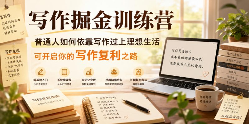 写作掘金训练营，普通人如何依靠写作过上理想生活，可开启你的写作复利之路(更新6月)-大伟资源网