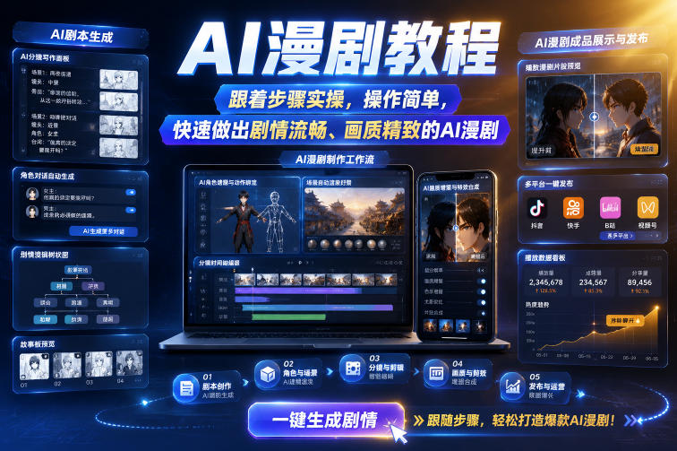 AI漫剧教程，跟着步骤实操，操作简单，快速做出剧情流畅、画质精致的AI漫剧-大伟资源网