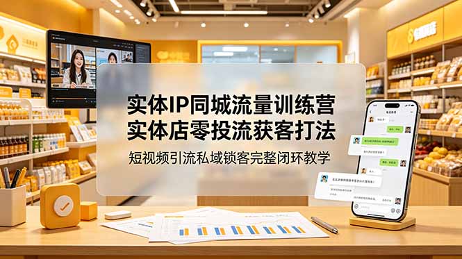 实体IP同城流量训练营：实体店零投流获客打法，短视频引流私域锁客完整闭环教学-大伟资源网