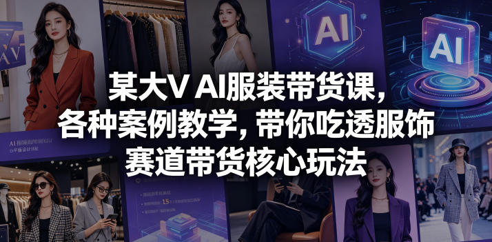 某大V AI服装带货课，各种案例教学，带你吃透服饰赛道带货核心玩法-大伟资源网