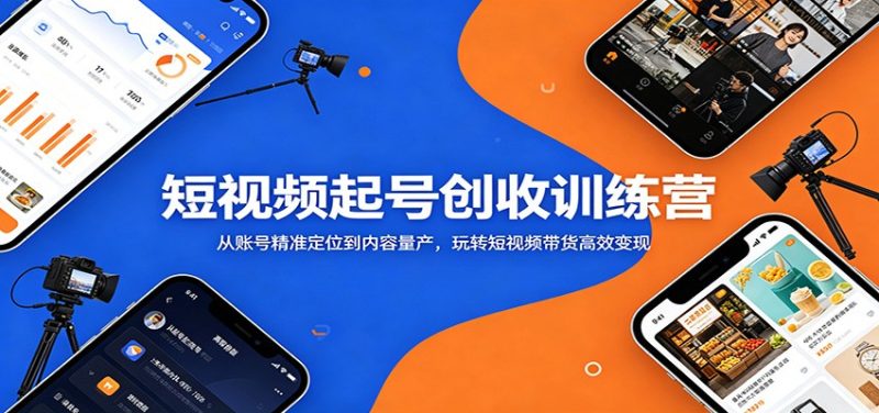 短视频起号创收训练营：从账号精准定位到内容量产，玩转短视频带货高效变现-大伟资源网