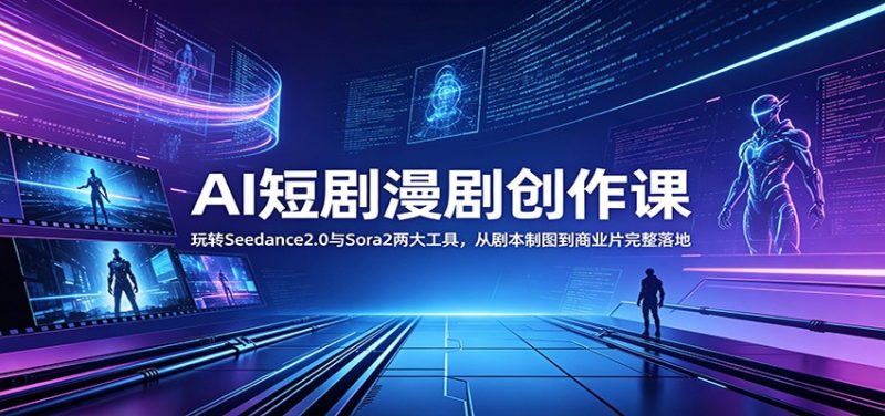 AI短剧漫剧创作课：玩转Seedance2.0与 Sora2两大工具，从剧本制图到商业片完整落地-大伟资源网