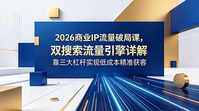 2026商业IP流量破局课，双搜索流量引擎详解，靠三大杠杆实现低成本精准获客-大伟资源网