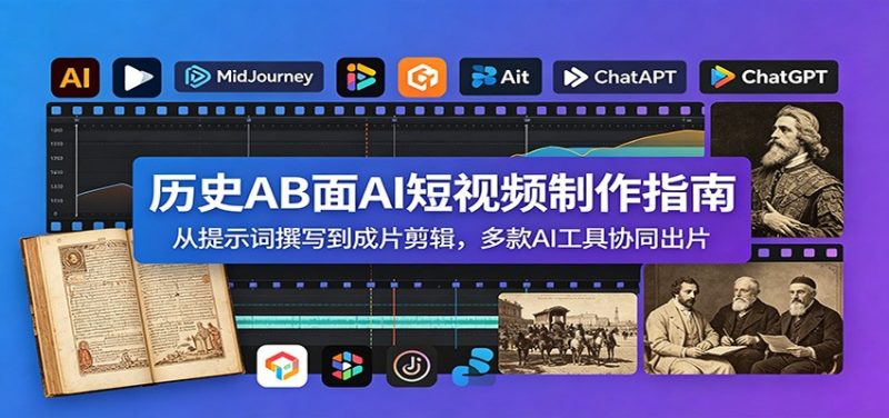 历史AB面AI短视频制作指南：从提示词撰写到成片剪辑，多款AI工具协同出片-大伟资源网