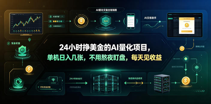 24小时挣美金的AI量化项目，单机日入几十美刀，不用熬夜盯盘，每天见收益【揭秘】-大伟资源网