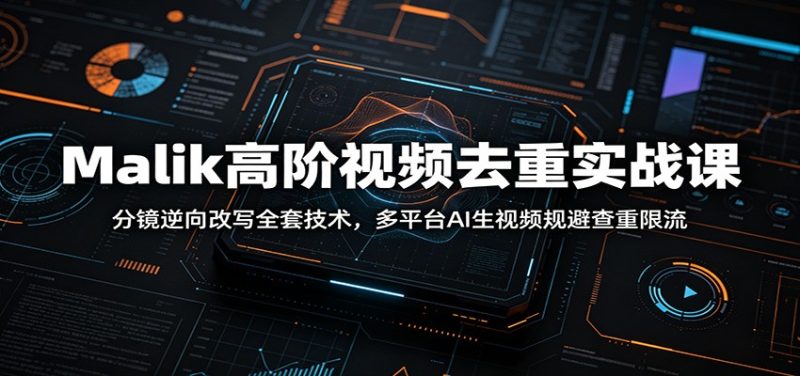 Malik高阶视频去重实战课：分镜逆向改写全套技术，多平台AI生视频规避查重限流-大伟资源网