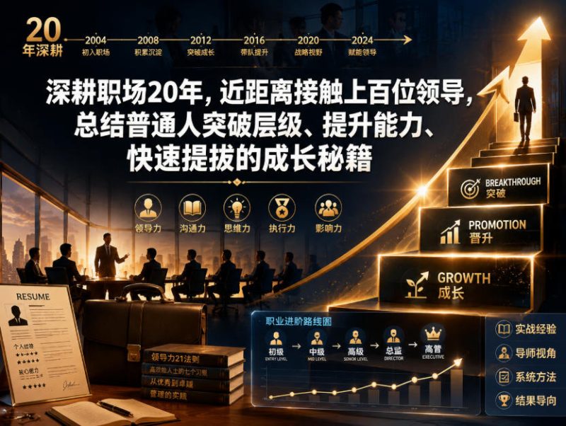 付费文章：深耕职场20年，近距离接触上百位领导，总结普通人突破层级、提升能力、快速提拔的成长秘籍(全网独家干货)-大伟资源网