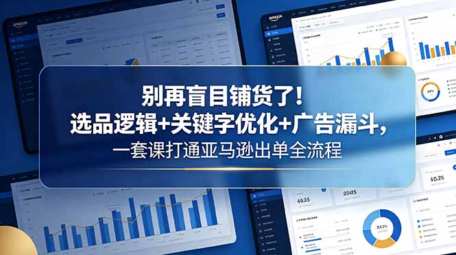 别再盲目铺货了！选品逻辑+关键字优化+广告漏斗，一套课打通亚马逊出单全流程-大伟资源网