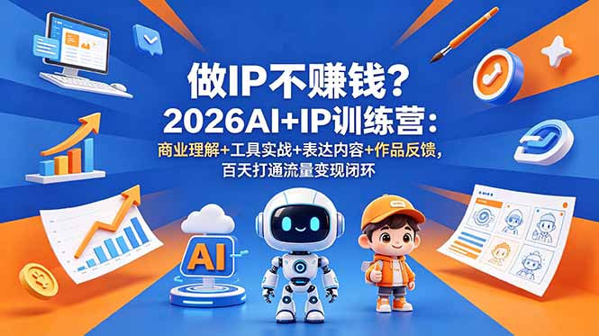 做IP不赚钱？2026AI+IP训练营：商业理解+工具实战+表达内容+作品反馈，百天打通流量变现闭环-大伟资源网