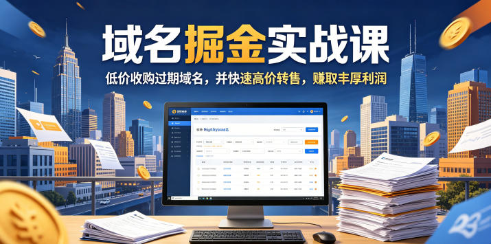 域名交易掘金实战课，低价收购过期域名，并快速高价转售，賺取丰厚利润【原创双语字幕】-大伟资源网