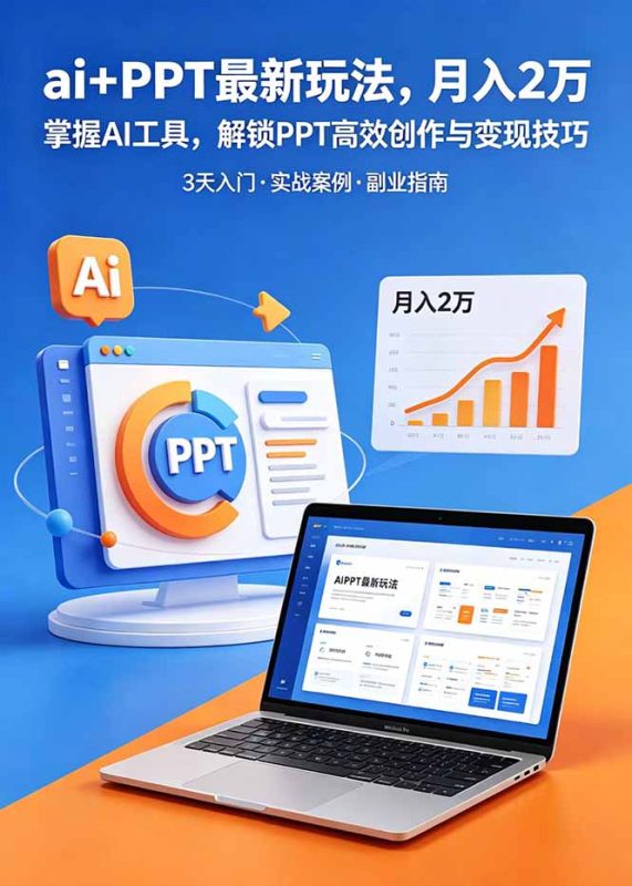 ai+PPT最新玩法，月入2万掌握AI工具，解锁PPT高效创作与变现技巧3天入门，实战案例·副业指南-大伟资源网