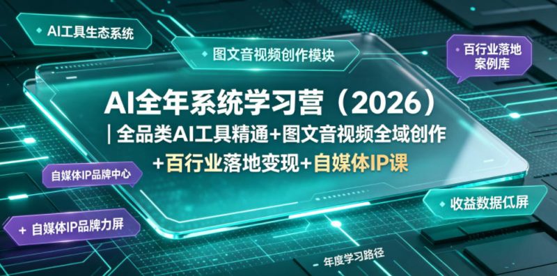 AI全年系统学习营(2026)｜全品类AI工具精通+图文音视频全域创作+百行业落地变现+自媒体IP打造年度进阶大课-大伟资源网