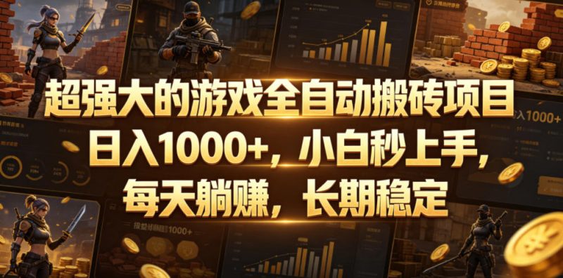 超强大的游戏全自动搬砖项目，日入1000+，小白秒上手，每天躺賺，长期稳定【揭秘】-大伟资源网