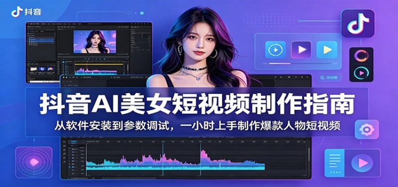 抖音AI美女短视频制作指南：从软件安装到参数调试，一小时上手制作爆款人物短视频-大伟资源网