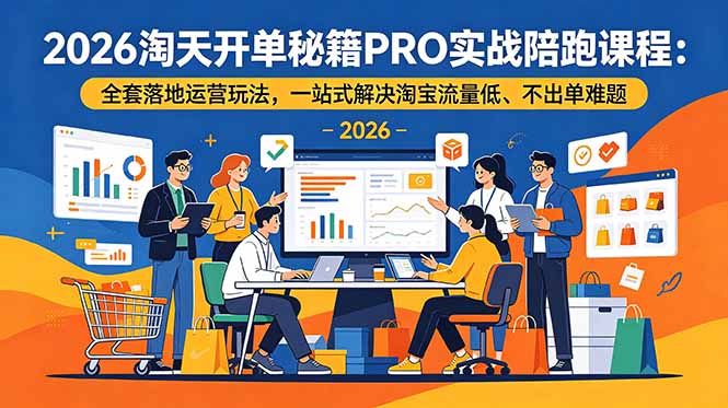 2026淘天开单秘籍PRO实战陪跑课程：全套落地运营玩法，一站式解决淘宝流量低、不出单难题-大伟资源网