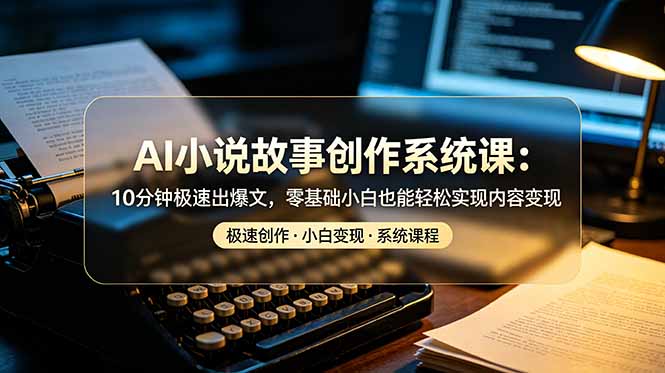 AI小说故事创作系统课：10分钟极速出爆文，零基础小白也能轻松实现内容变现-大伟资源网