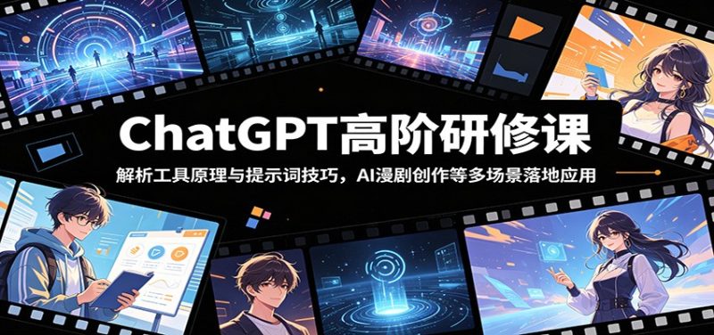 ChatGPT高阶研修课：解析工具原理与提示词技巧，AI漫剧创作等多场景落地应用-大伟资源网