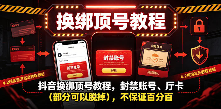 抖音换绑顶号教程，封禁账号、Ting卡(部分可以脱掉)，不保证百分百-大伟资源网