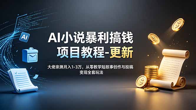AI小说暴利搞钱项目教程-更新，大佬亲测月入1-3万，从零教学短故事创作与投稿变现全套玩法-大伟资源网