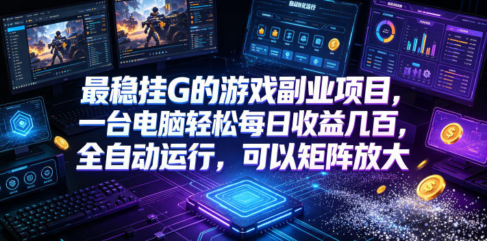 最稳挂G的游戏副业项目，一台电脑轻松每日收益几百，全自动运行，可以矩阵放大【揭秘】-大伟资源网