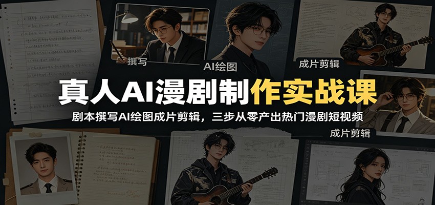图片[1]-真人AI漫剧制作实战课：剧本撰写AI绘图成片剪辑，三步从零产出热门漫剧短视频-御文网