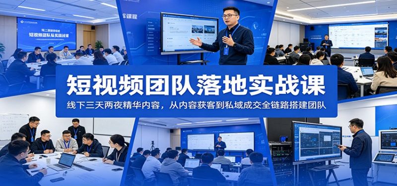 短视频团队落地实战课：线下三天两夜精华内容，从内容获客到私域成交全链路搭建团队-大伟资源网
