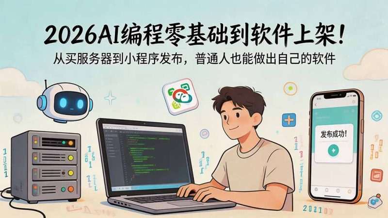2026AI编程零基础到软件上架！从买服务器到小程序发布，普通人也能做出自己的软件-大伟资源网