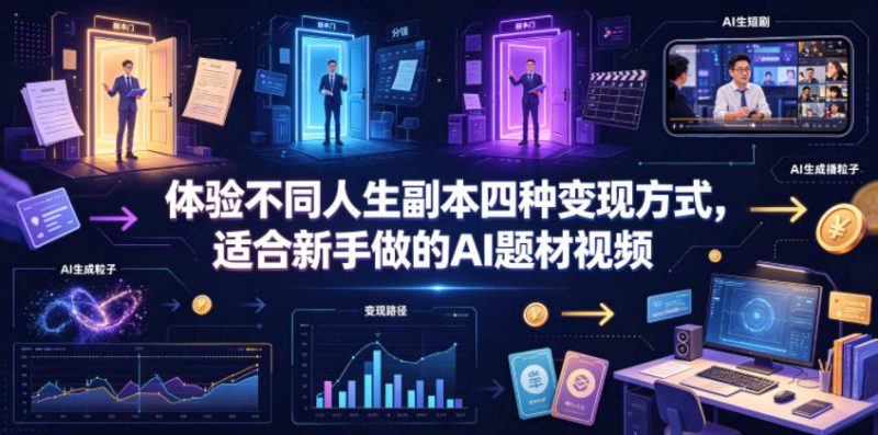 体验不同人生副本四种变现方式，适合新手做的AI题材视频-大伟资源网