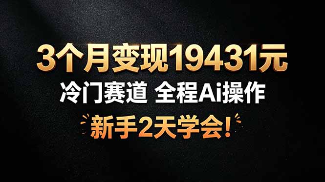 3个月变现19431元，冷门赛道 全程Ai操作，新手2天学会！-大伟资源网