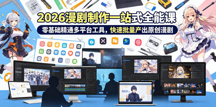 2026 AI漫剧制作一站式全能课，零基础精通多平台工具，快速批量产出原创漫剧-大伟资源网