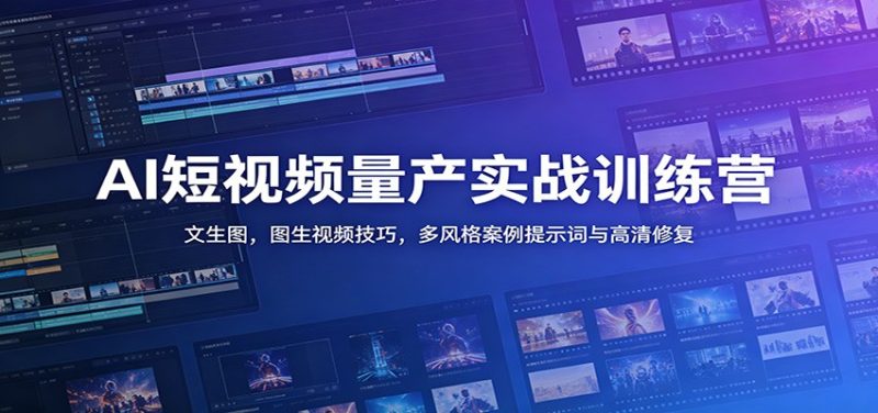 AI短视频量产实战训练营：文生图，图生视频技巧，多风格案例提示词与高清修复-大伟资源网