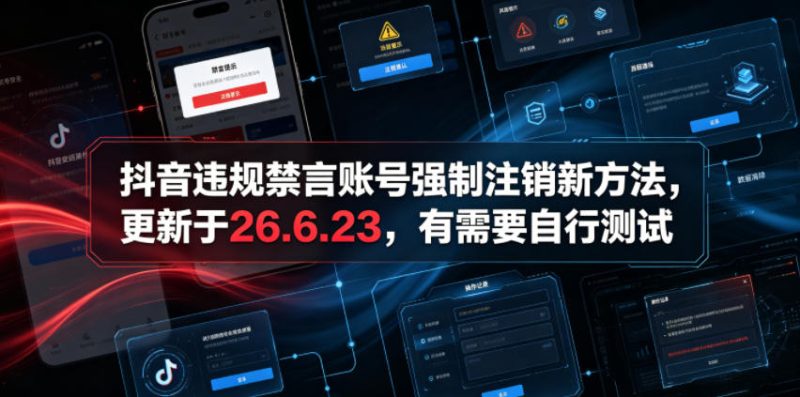 抖音违规禁言账号强制注销新方法，更新于26.6.23，有需要自行测试-大伟资源网