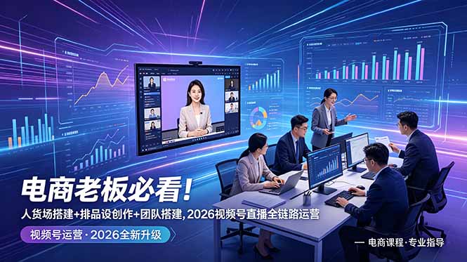 电商老板必看！人货场搭建+排品设计+素材创作+团队搭建，2026视频号直播全链路运营-大伟资源网