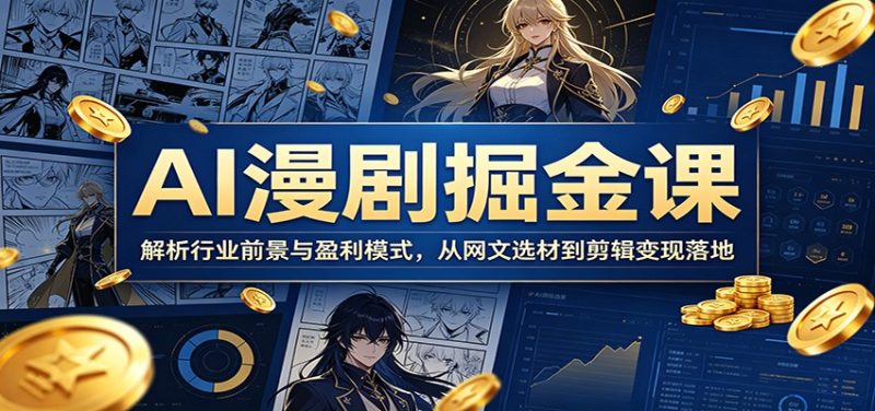 AI漫剧掘金课：解析行业前景与盈利模式，从网文选材到剪辑变现落地-大伟资源网